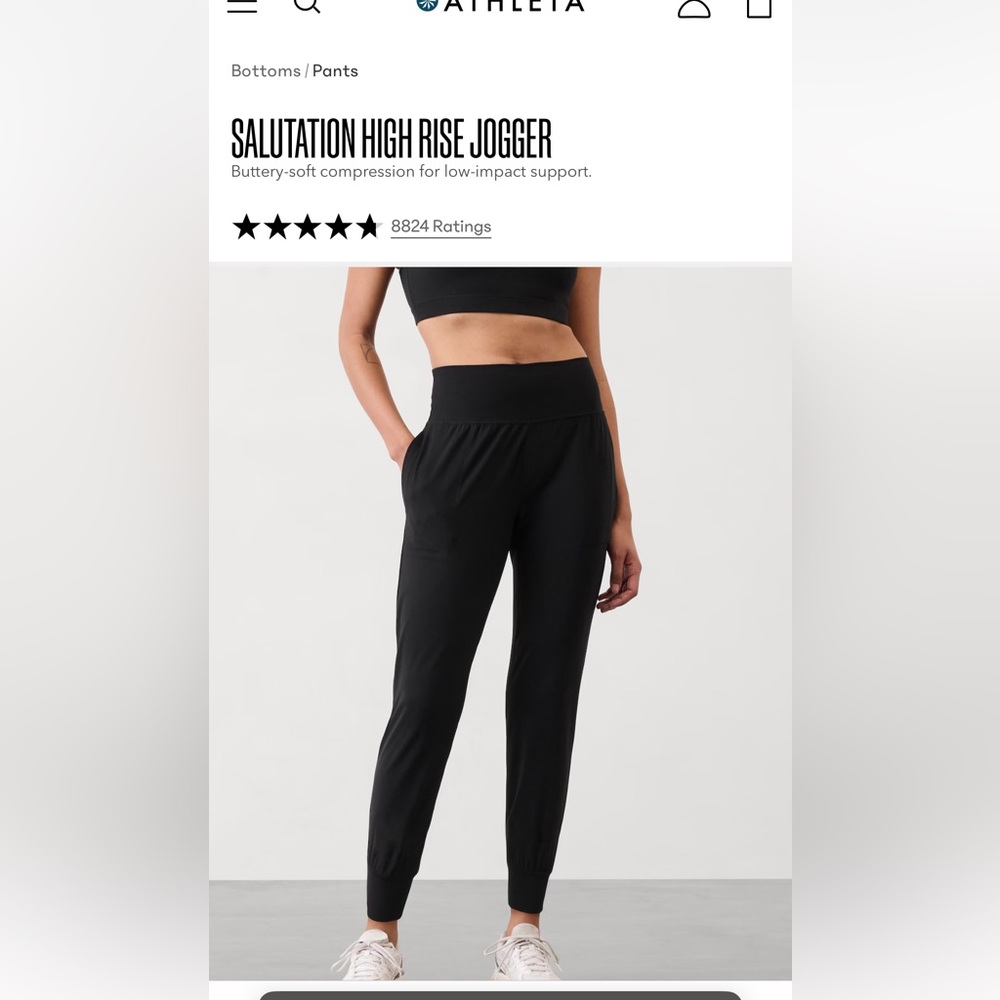 24. Athleta Black High Rise Salutation Jogger